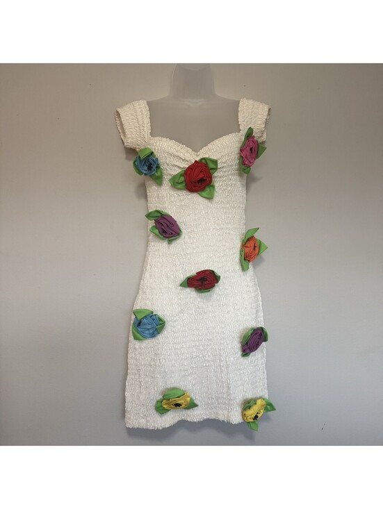 Betsey Johnson Dresses & Skirts - Betsey Johnson Rare Vintage Punk Label Smocked 3D Removable Roses Dress Small